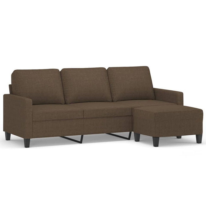 Canapea cu 3 locuri cu taburet, maro, 180 cm, material textil WALTI