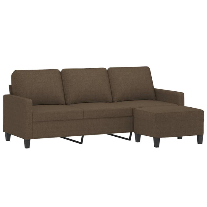 Canapea cu 3 locuri cu taburet, maro, 180 cm, material textil WALTI