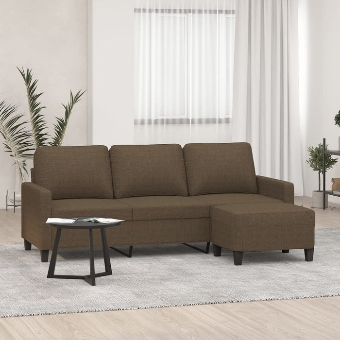 Canapea cu 3 locuri cu taburet, maro, 180 cm, material textil WALTI