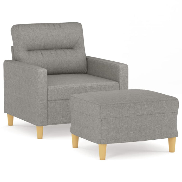 Fotoliu canapea cu taburet, gri deschis, 60 cm, textil WALTI