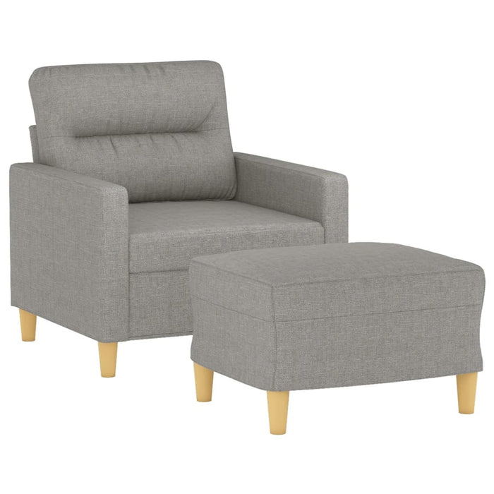 Fotoliu canapea cu taburet, gri deschis, 60 cm, textil WALTI