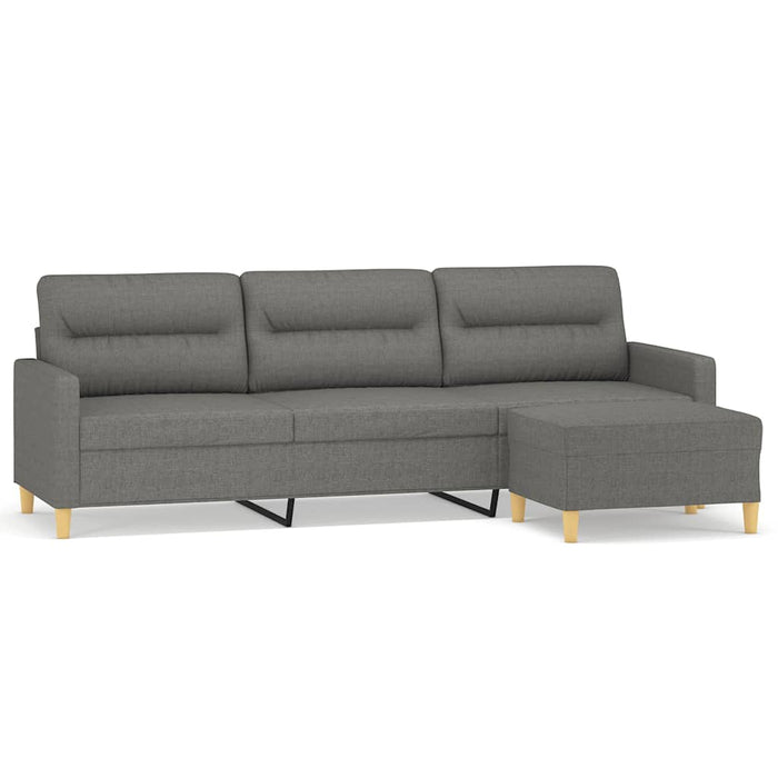 Canapea cu 3 locuri și taburet, gri închis, 210 cm, textil WALTI