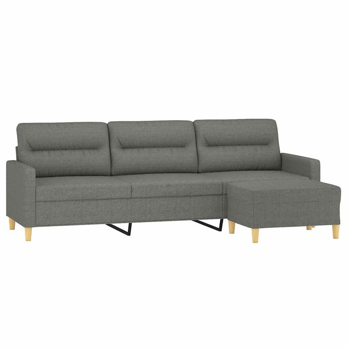 Canapea cu 3 locuri și taburet, gri închis, 210 cm, textil WALTI