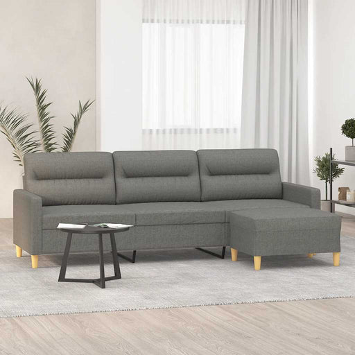 Canapea cu 3 locuri și taburet, gri închis, 210 cm, textil - WALTI WALTI