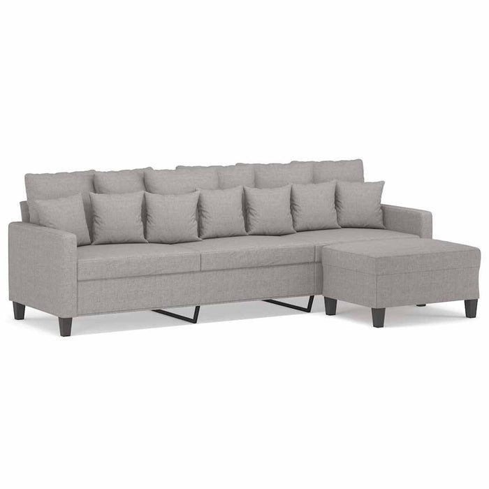 Canapea cu 3 locuri și taburet, gri deschis, 210 cm, textil WALTI