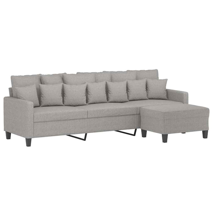Canapea cu 3 locuri și taburet, gri deschis, 210 cm, textil WALTI