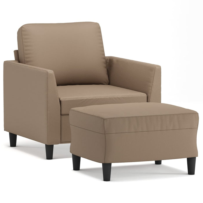 Fotoliu canapea cu taburet, cappuccino, 60 cm, piele ecologică WALTI