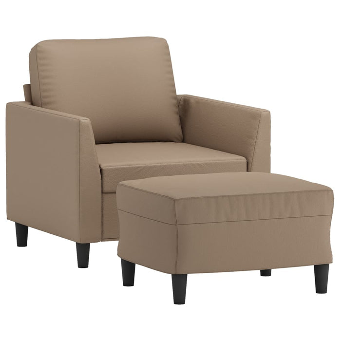 Fotoliu canapea cu taburet, cappuccino, 60 cm, piele ecologică WALTI