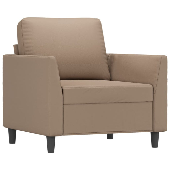 Fotoliu canapea cu taburet, cappuccino, 60 cm, piele ecologică WALTI