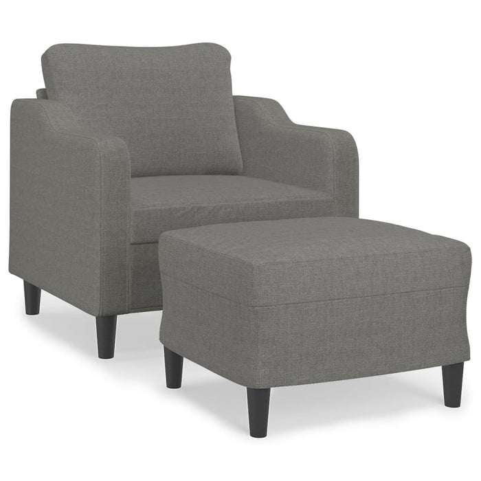 Fotoliu canapea cu taburet, gri închis, 60 cm, textil WALTI