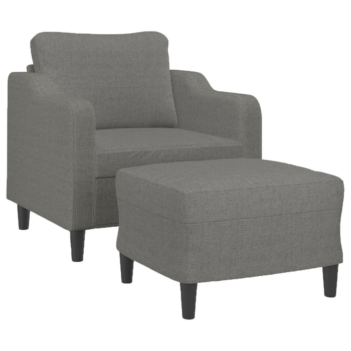 Fotoliu canapea cu taburet, gri închis, 60 cm, textil WALTI
