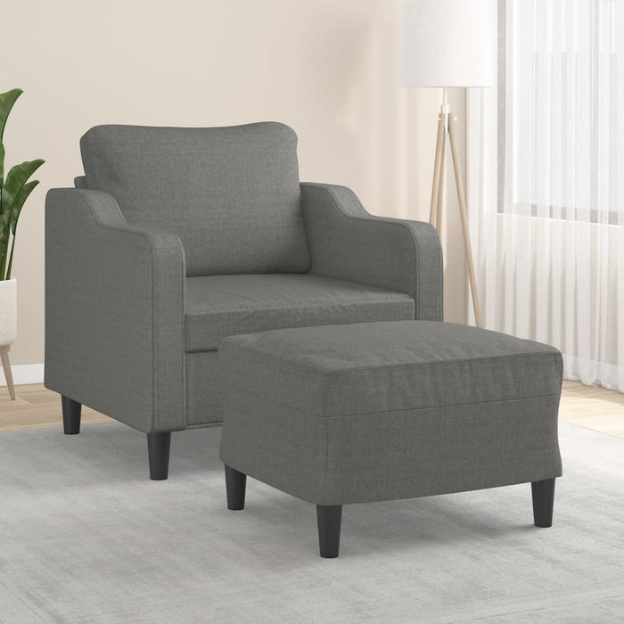 Fotoliu canapea cu taburet, gri închis, 60 cm, textil WALTI