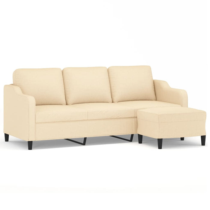 Canapea cu 3 locuri cu taburet, crem, 180 cm, material textil WALTI