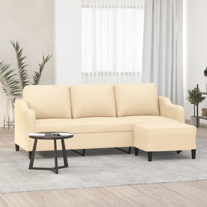 Canapea cu 3 locuri cu taburet, crem, 180 cm, material textil WALTI