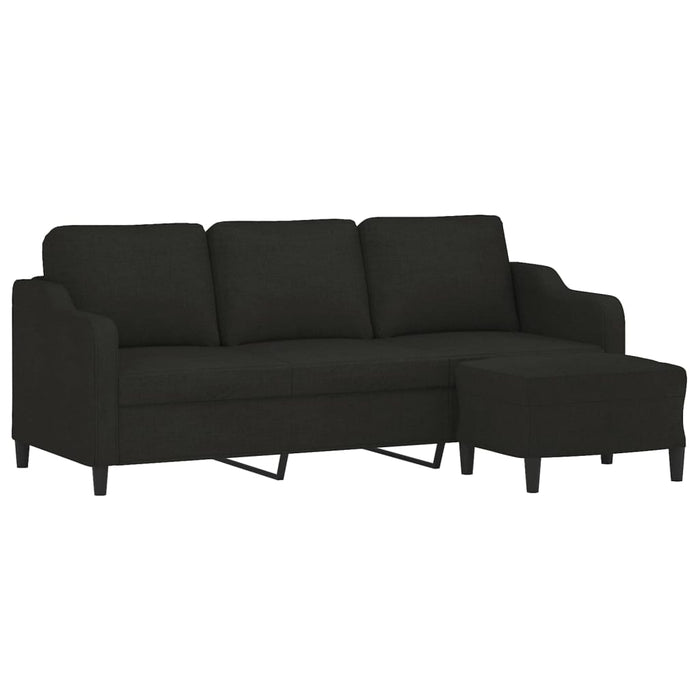 Canapea cu 3 locuri cu taburet, negru, 180 cm, material textil WALTI