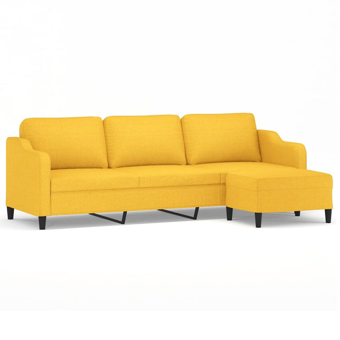 Canapea cu 3 locuri și taburet, galben deschis, 210 cm, textil WALTI