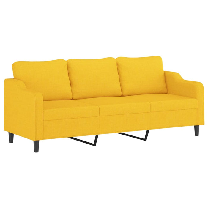 Canapea cu 3 locuri și taburet, galben deschis, 210 cm, textil WALTI