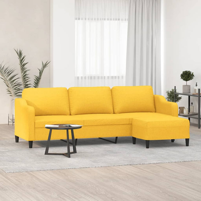 Canapea cu 3 locuri și taburet, galben deschis, 210 cm, textil WALTI