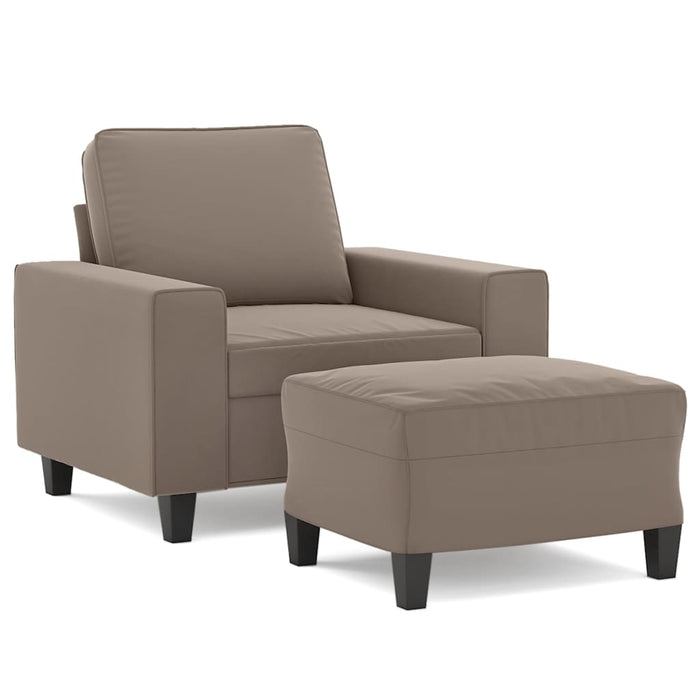 Fotoliu canapea cu taburet, gri taupe, 60 cm, microfibră WALTI