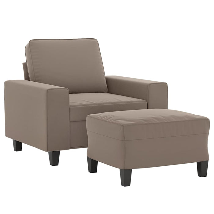 Fotoliu canapea cu taburet, gri taupe, 60 cm, microfibră WALTI