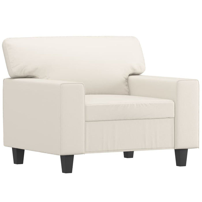 Fotoliu canapea cu taburet, crem, 60 cm, piele ecologică WALTI