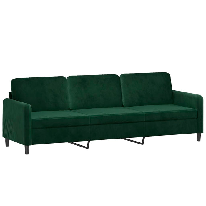 Canapea cu 3 locuri și taburet, verde închis, 210 cm, catifea WALTI