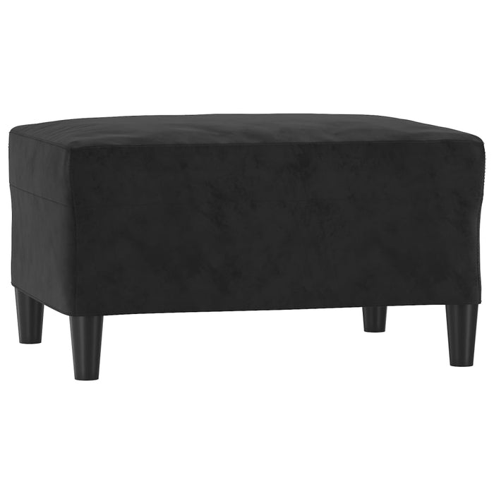 Canapea cu 3 locuri și taburet, negru, 210 cm, catifea WALTI