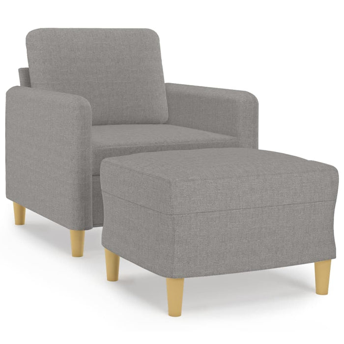 Fotoliu canapea cu taburet, gri deschis, 60 cm, textil WALTI