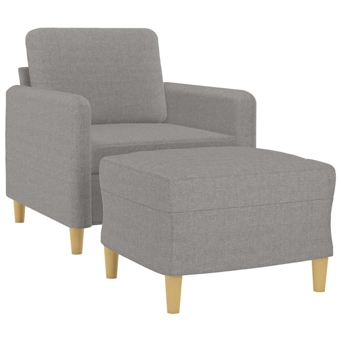 Fotoliu canapea cu taburet, gri deschis, 60 cm, textil WALTI