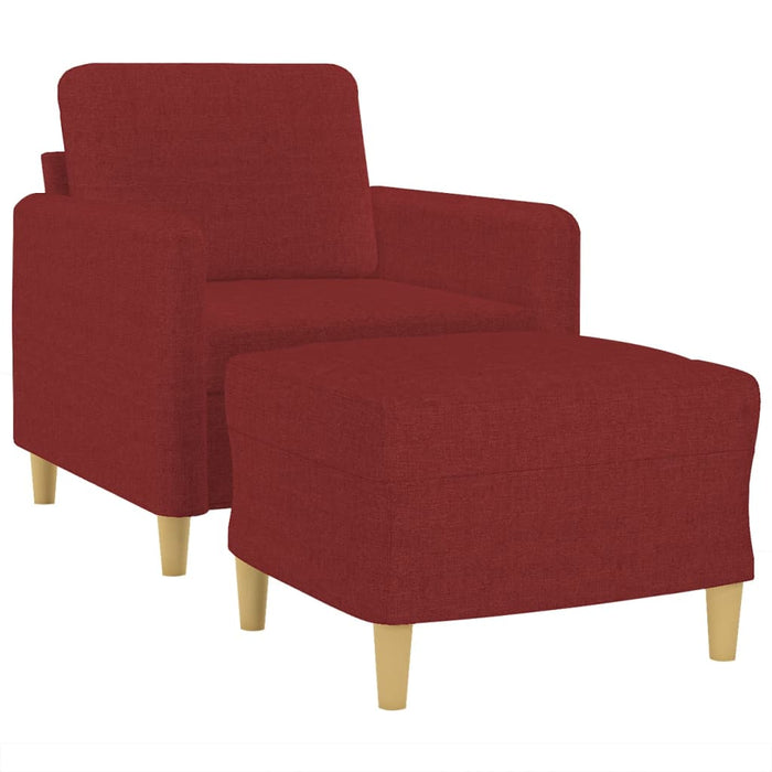Fotoliu canapea cu taburet, roșu vin, 60 cm, material textil WALTI