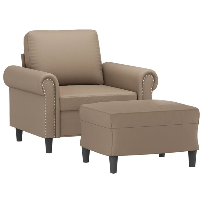 Fotoliu canapea cu taburet, cappuccino, 60 cm, piele ecologică WALTI
