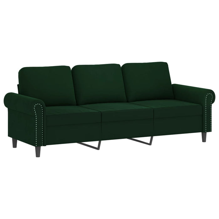 Canapea cu 3 locuri și taburet, verde închis, 180 cm, catifea WALTI