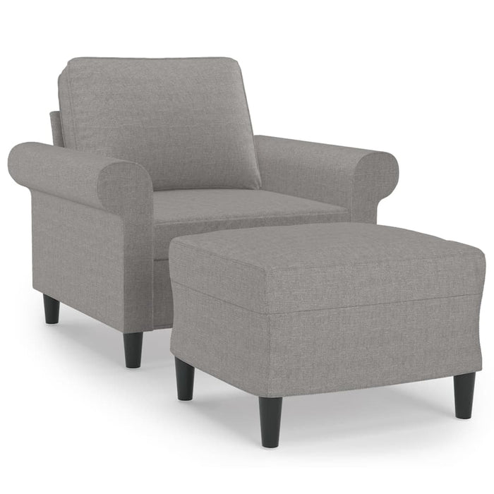 Fotoliu canapea cu taburet, gri deschis, 60 cm, textil WALTI