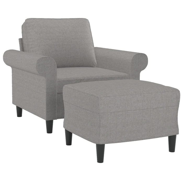 Fotoliu canapea cu taburet, gri deschis, 60 cm, textil WALTI