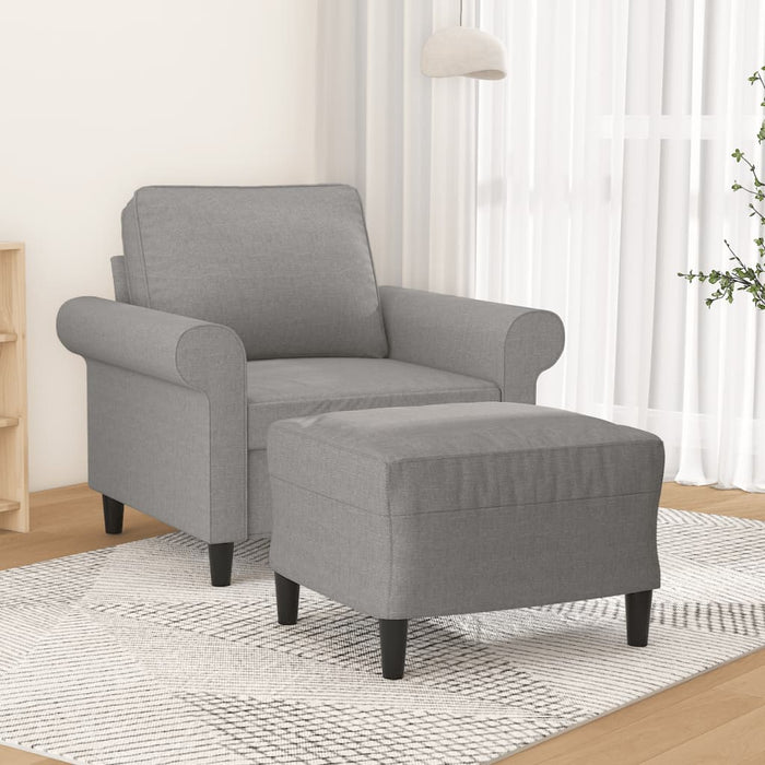 Fotoliu canapea cu taburet, gri deschis, 60 cm, textil WALTI