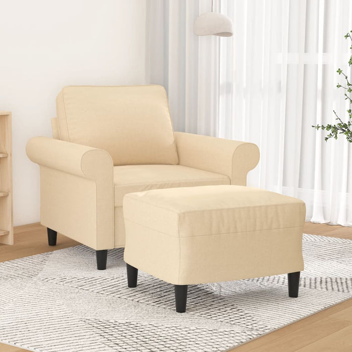 Fotoliu canapea cu taburet, crem, 60 cm, material textil WALTI