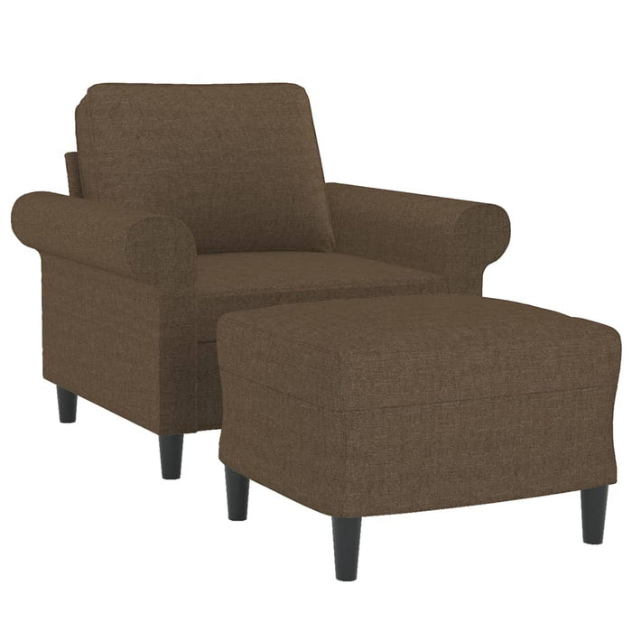 Fotoliu canapea cu taburet, maro, 60 cm, material textil WALTI
