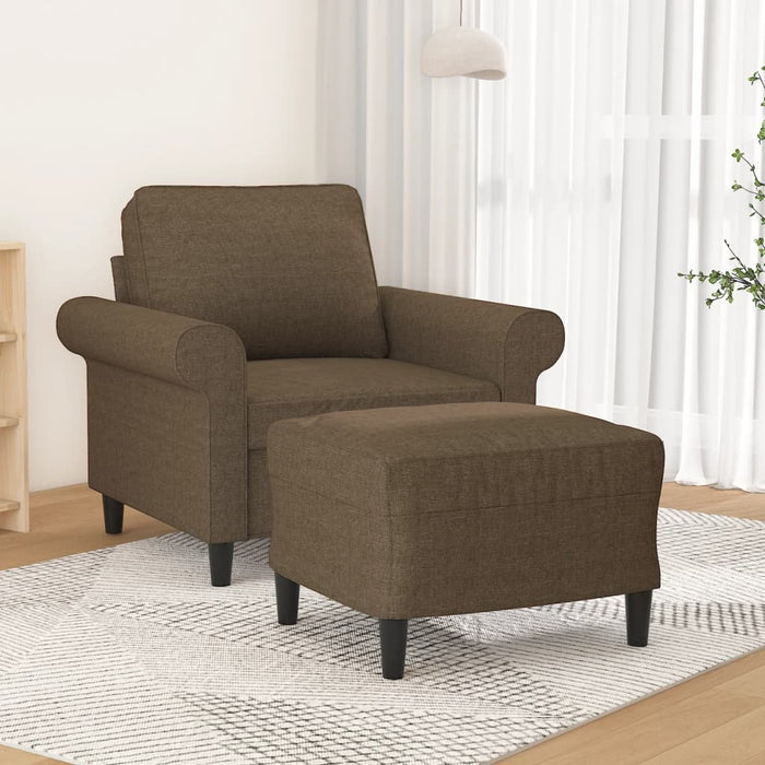 Fotoliu canapea cu taburet, maro, 60 cm, material textil WALTI