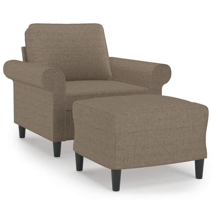 Fotoliu canapea cu taburet, taupe, 60 cm, material textil WALTI