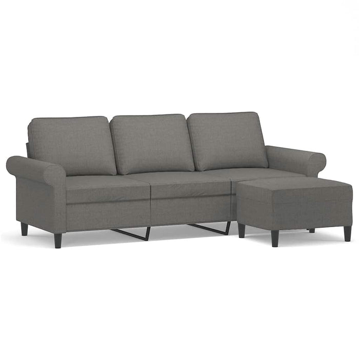 Canapea cu 3 locuri și taburet, gri închis, 180 cm, textil WALTI