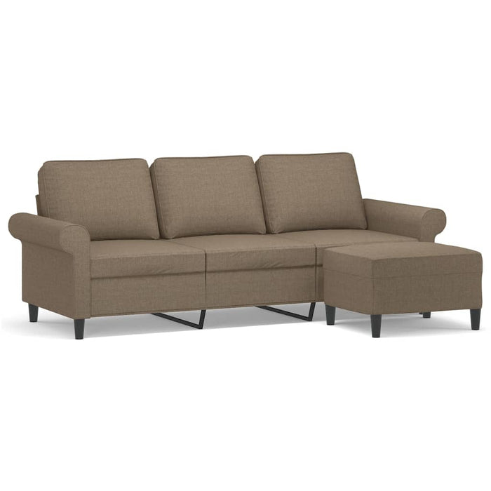 Canapea cu 3 locuri și taburet, taupe, 180 cm, material textil WALTI