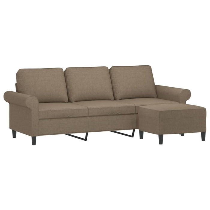 Canapea cu 3 locuri și taburet, taupe, 180 cm, material textil WALTI