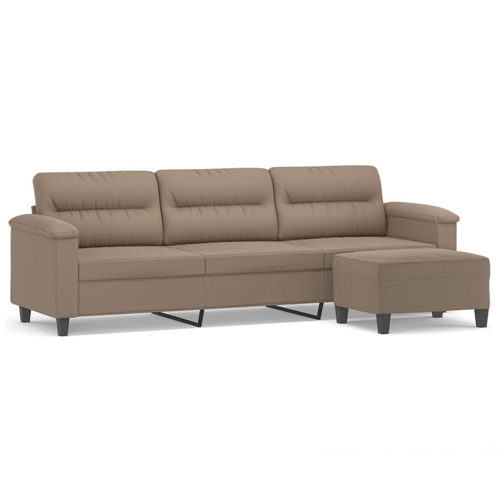 Canapea cu 3 locuri și taburet, gri taupe, 210 cm, microfibră WALTI