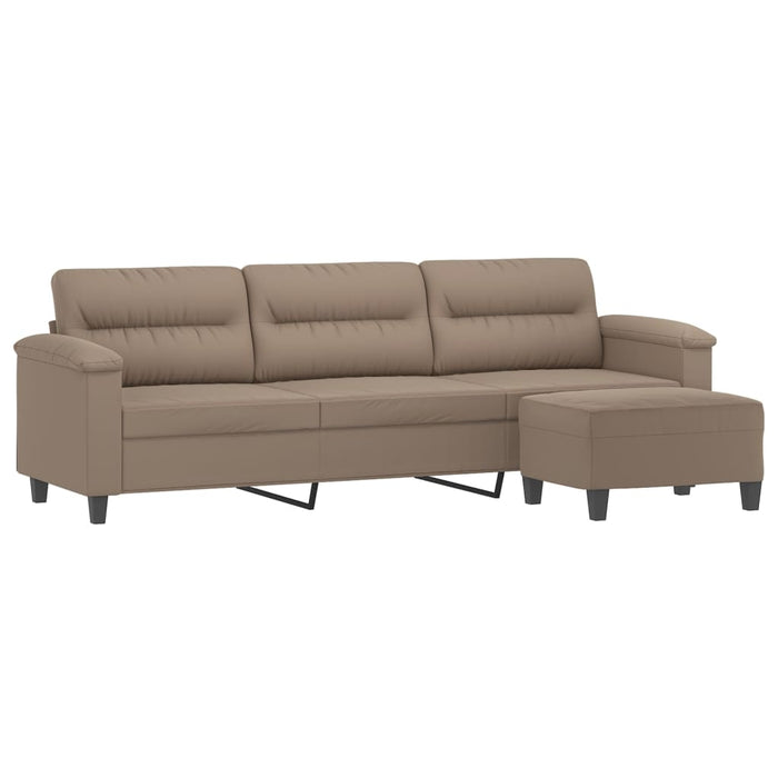 Canapea cu 3 locuri și taburet, gri taupe, 210 cm, microfibră WALTI
