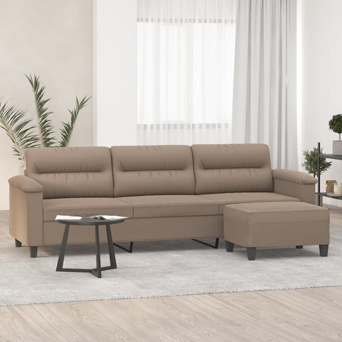 Canapea cu 3 locuri și taburet, gri taupe, 210 cm, microfibră WALTI