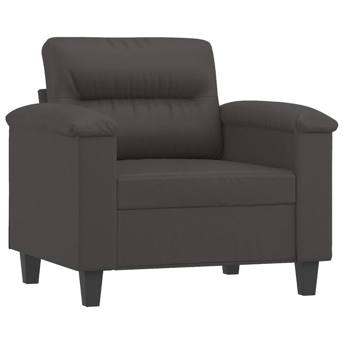 Fotoliu canapea cu taburet, gri, 60 cm, piele ecologică WALTI