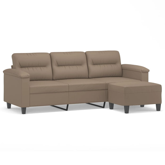 Canapea cu 3 locuri / taburet cappuccino 180 cm piele ecologică WALTI