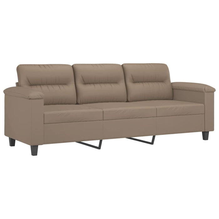 Canapea cu 3 locuri / taburet cappuccino 180 cm piele ecologică WALTI