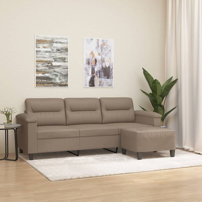 Canapea cu 3 locuri / taburet cappuccino 180 cm piele ecologică WALTI