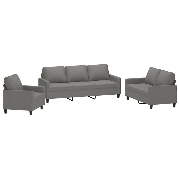 Set de canapele cu perne, 3 piese, gri închis, textil WALTI